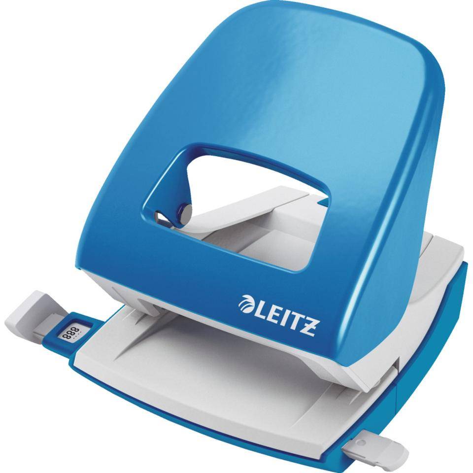 LEITZ Bürolocher New NeXXt, mit ergonomischer Griffmulde, hellblau, 107x100mm