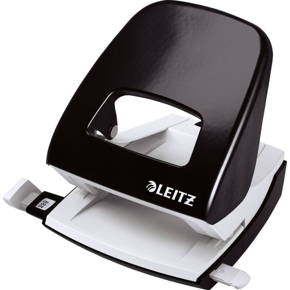 LEITZ Bürolocher New NeXXt, mit ergonomischer Griffmulde, schwarz, 107x100mm