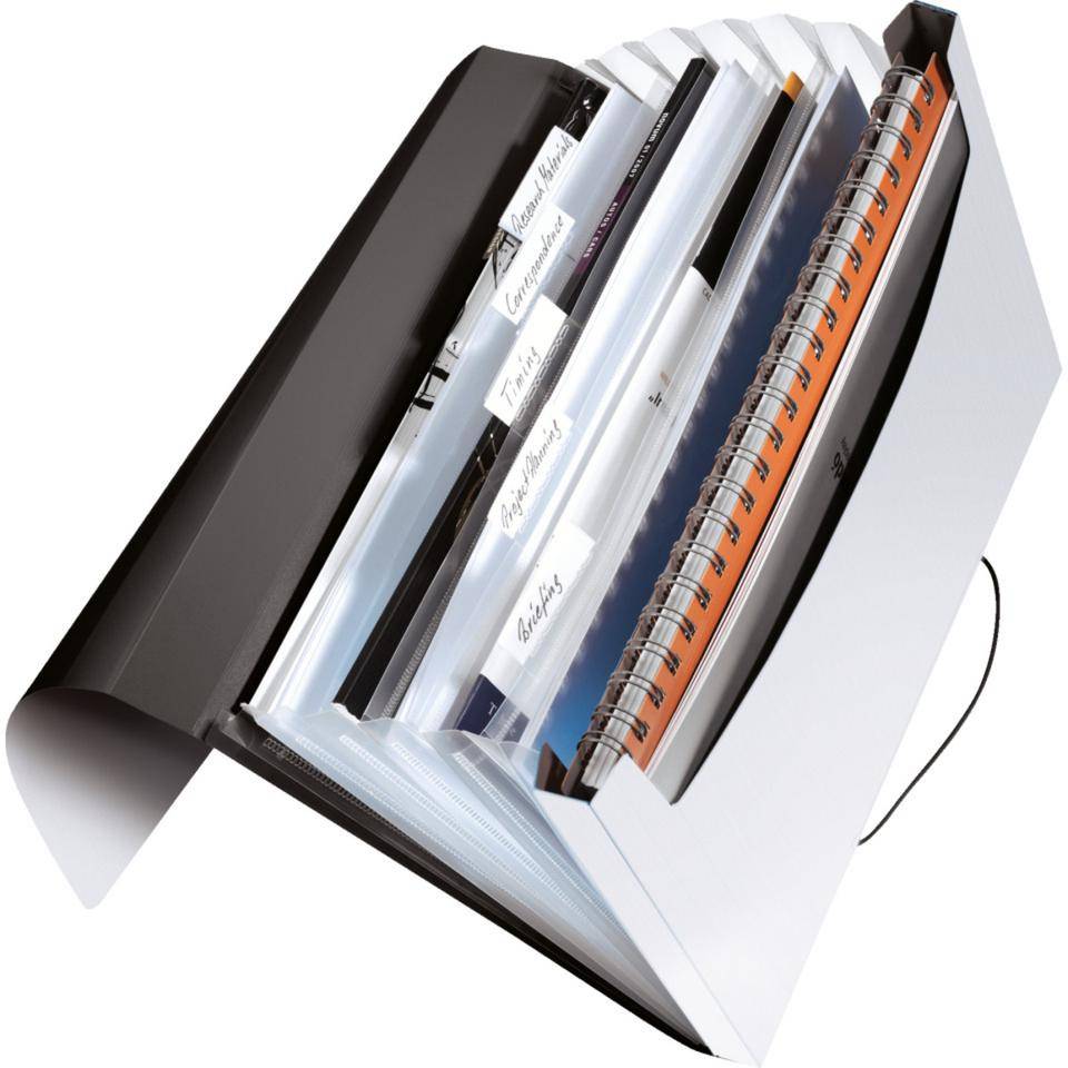 LEITZ Projektmappe Solid, 6 Fächer, mit Gummiband, weiß, 254x38x330mm