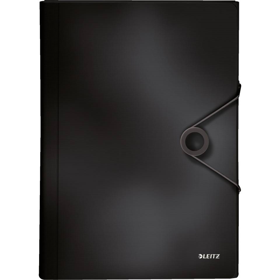 LEITZ Projektmappe Solid, 6 Fächer, mit Gummiband, schwarz, 254x38x330mm