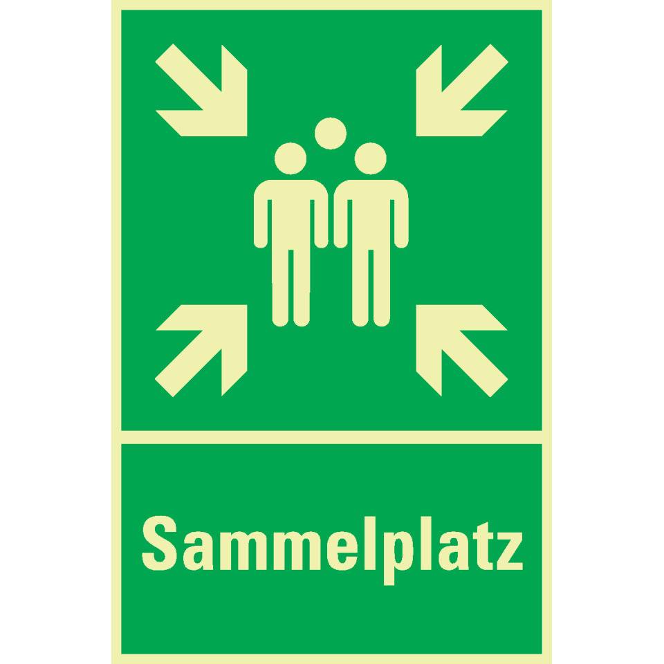 PERMALIGHT® power langnachleuchtend Kombischild Sammelstelle, Aluminium, vorgebohrt, 400x600mm