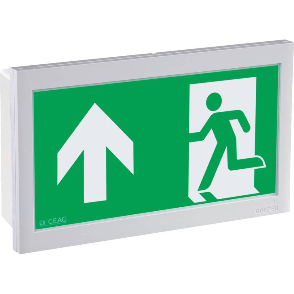 LED-Piktogramm Rettungszeichen Rettungsweg oben, Polycarbonat, 226x134mm, ASR A1.3, DIN EN ISO 7010 E001