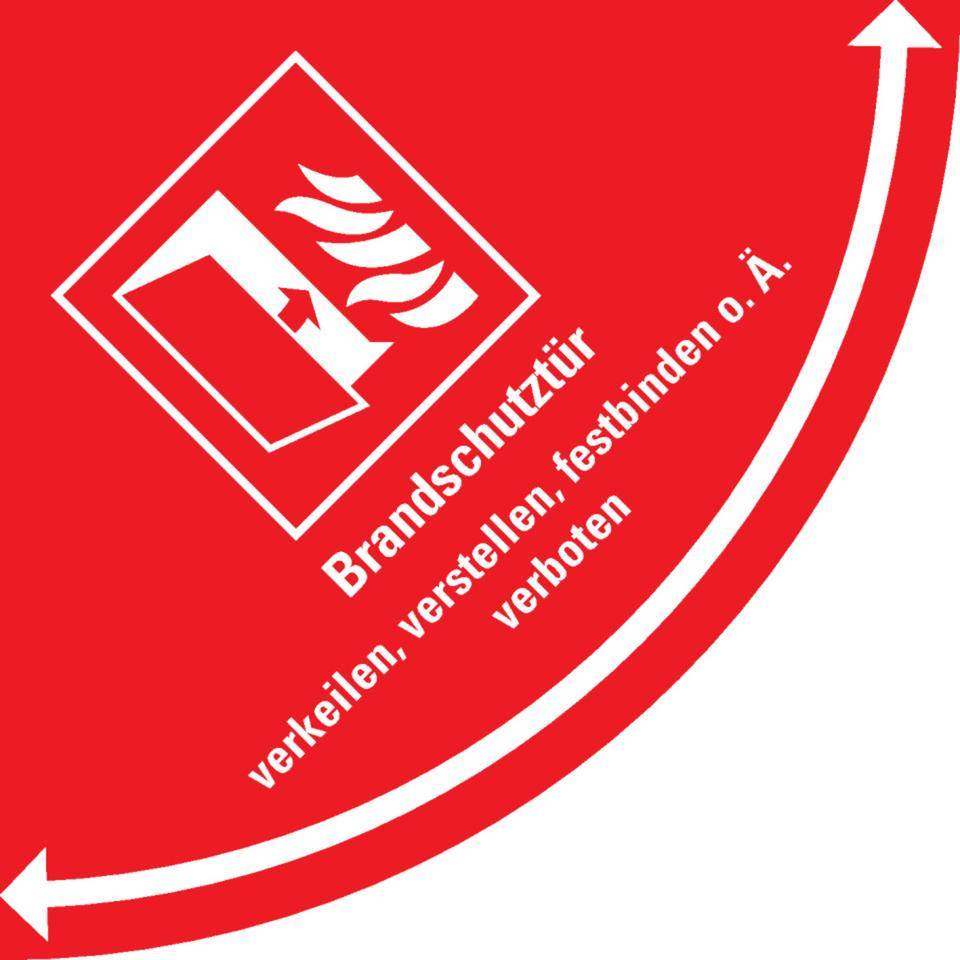 Sicherheitsbodenmarkierung Brandschutztür, R10, Bodenmarkierungsfolie, 750x750mm, ISO 7010/F007, ASR A1.5