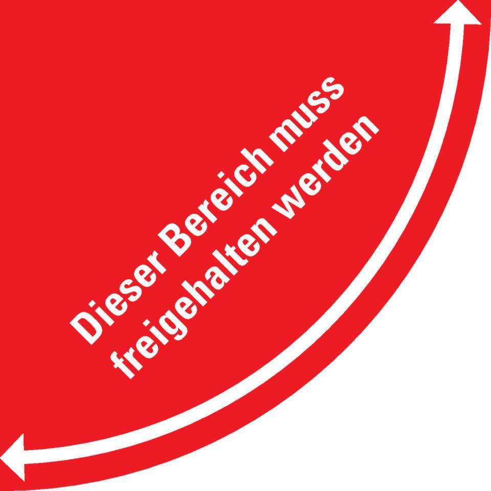 Sicherheitsbodenmarkierung Bereich muss freigehalten werden, R10, Bodenmarkierungsfolie, 750x750mm, ASR A1.5
