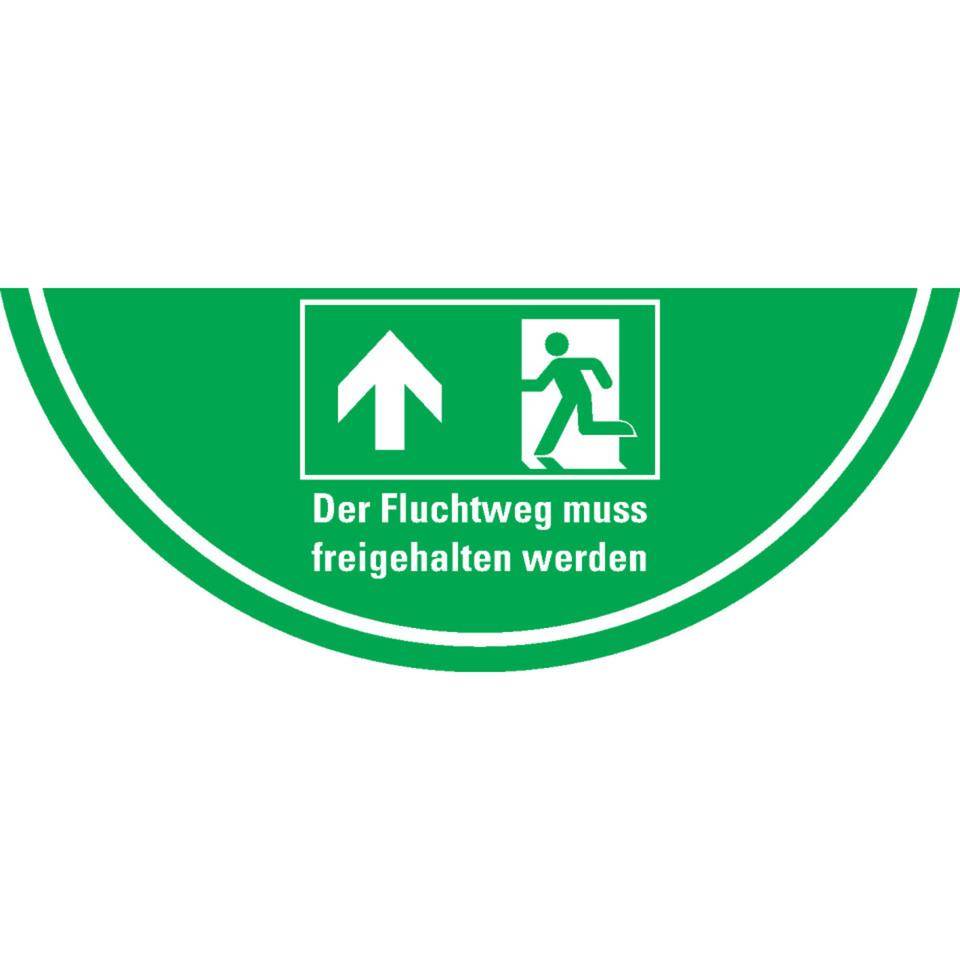 Sicherheitsbodenmarkierung Fluchtweg, R10, Bodenmarkierungsfolie, 750x300mm, DIN EN ISO 7010/E001