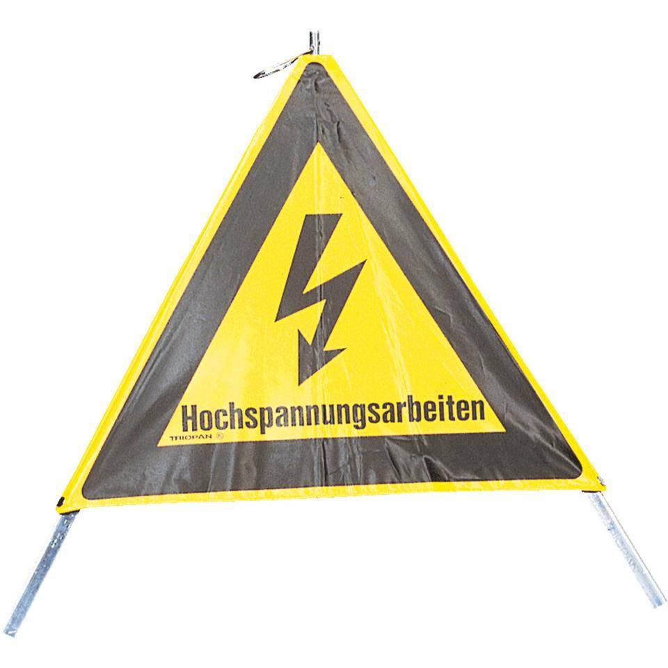 K.57 Faltsignal Hochspannungsarbeiten, 3-seitig, gelb/schwarz, SL 600mm