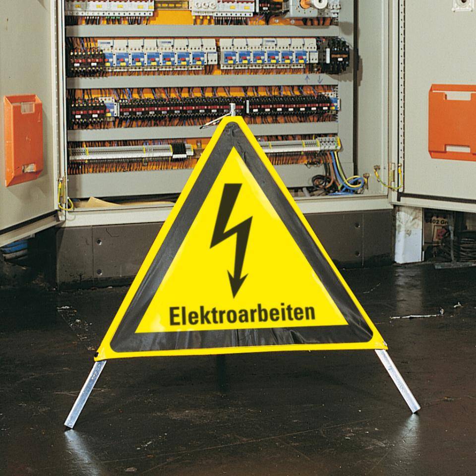 K.57 Faltsignal Elektroarbeiten, 3-seitig, gelb/schwarz, SL 600mm