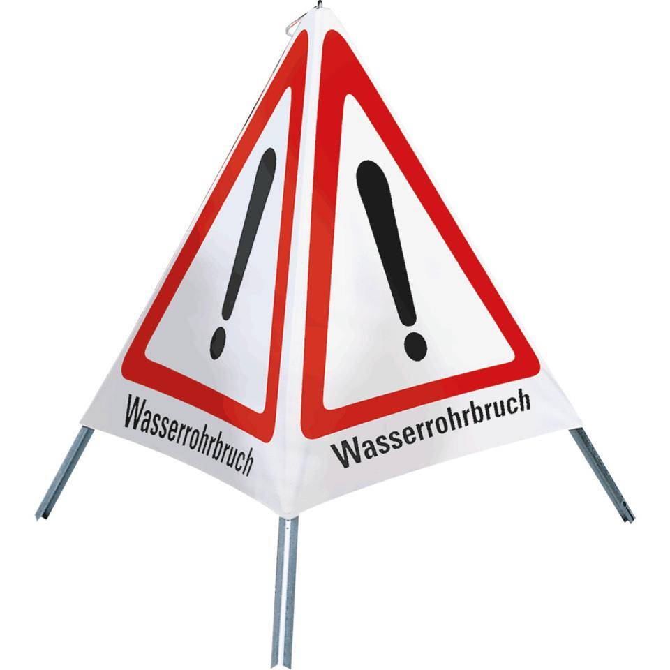 K.57 Faltsignal Wasserrohrbruch, 3-seitig, rot/weiß, SL 600mm