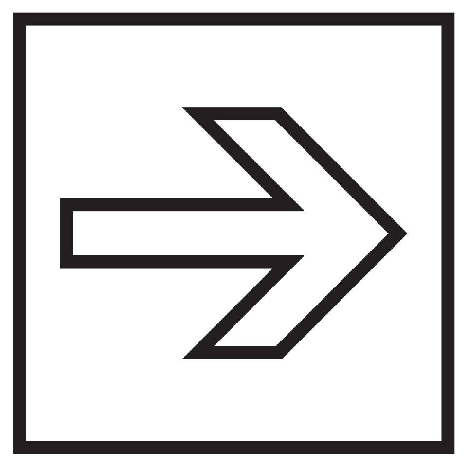 Türhinweis Pfeil geradeaus, weiß/schwarz, Folie, selbstklebend, 150x150mm