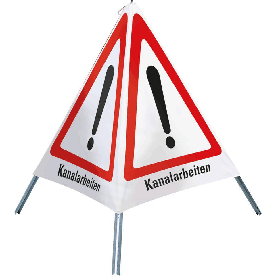 K.57 Faltsignal Kanalarbeiten, 3-seitig, rot/weiß, SL 600mm