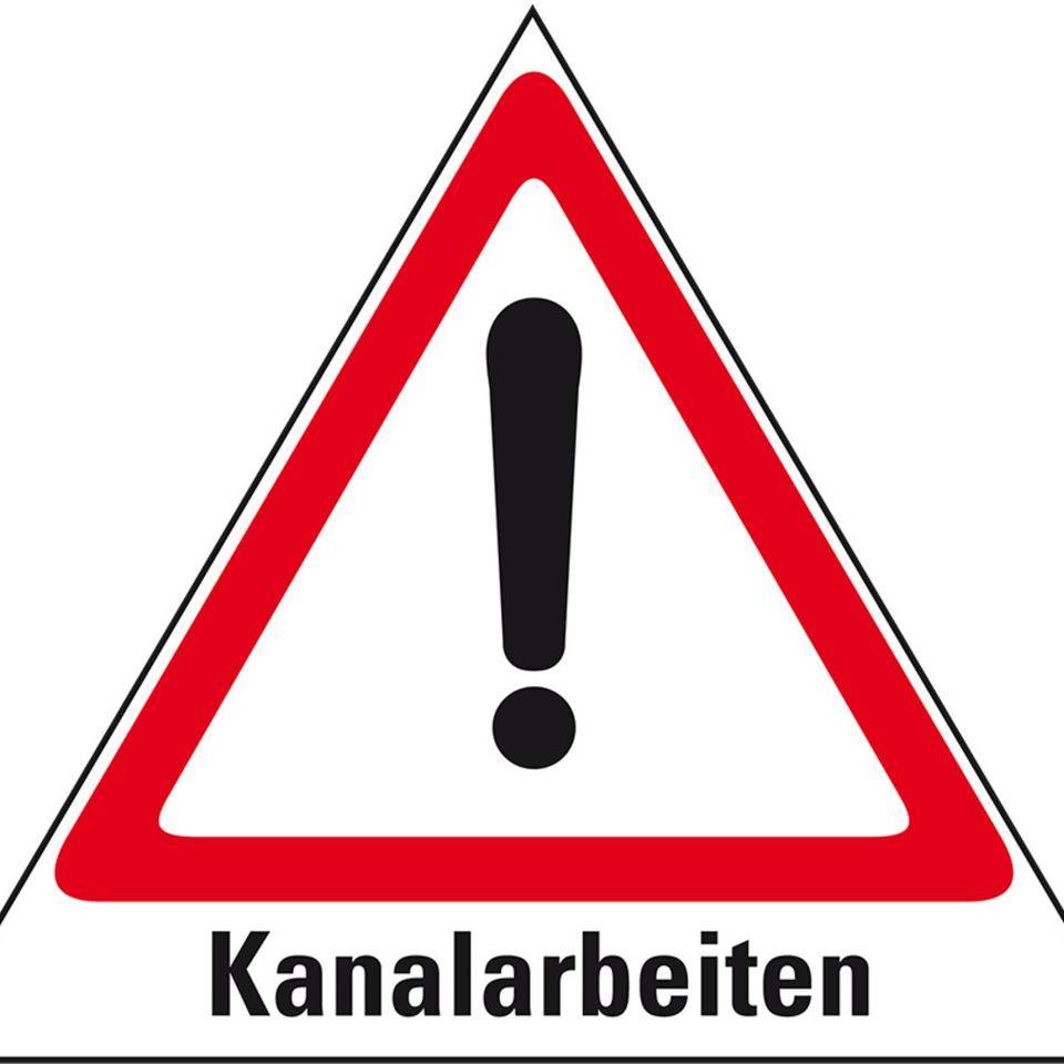K.57 Faltsignal Kanalarbeiten, 3-seitig, rot/weiß, SL 900mm