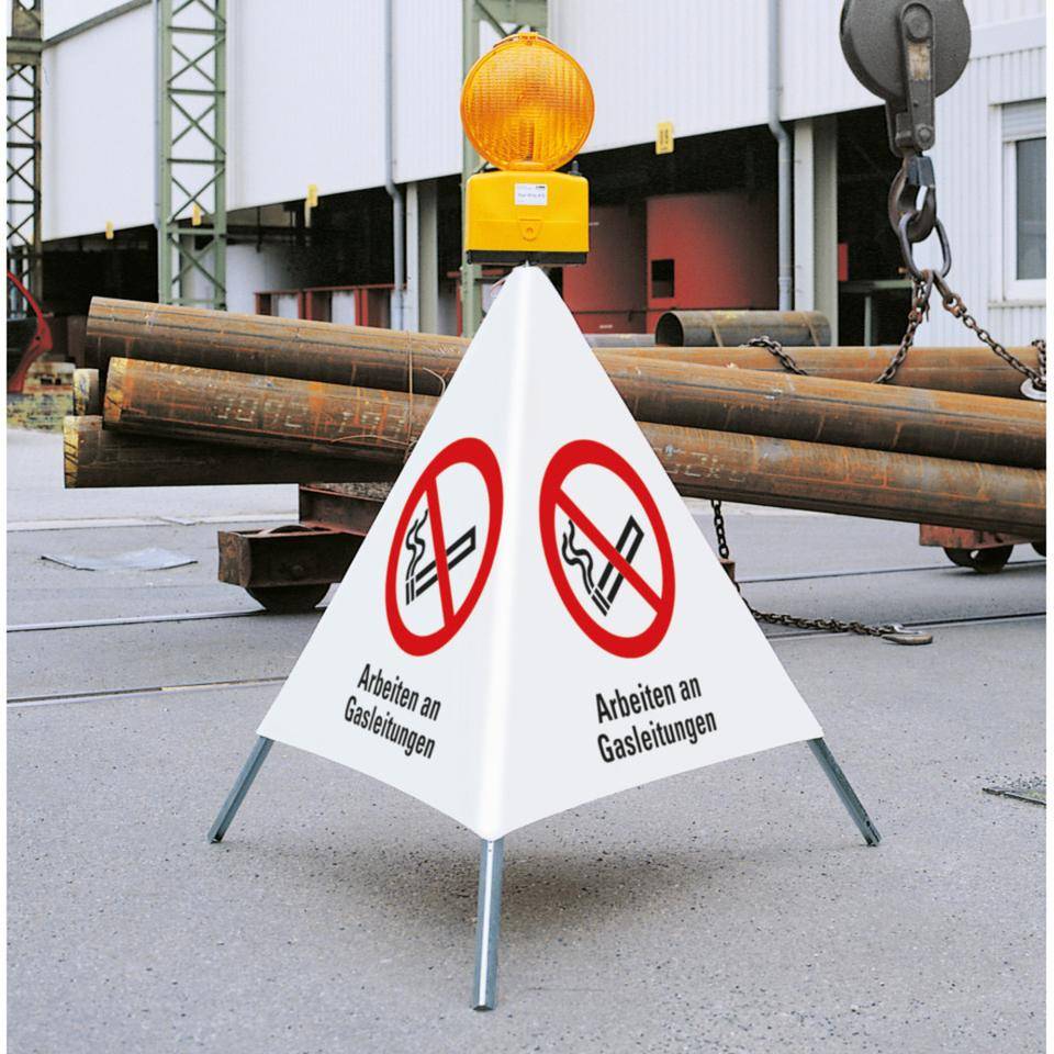 K.57 Faltsignal Arbeiten an Gasleitungen, 3-seitig, rot/weiß, SL900mm