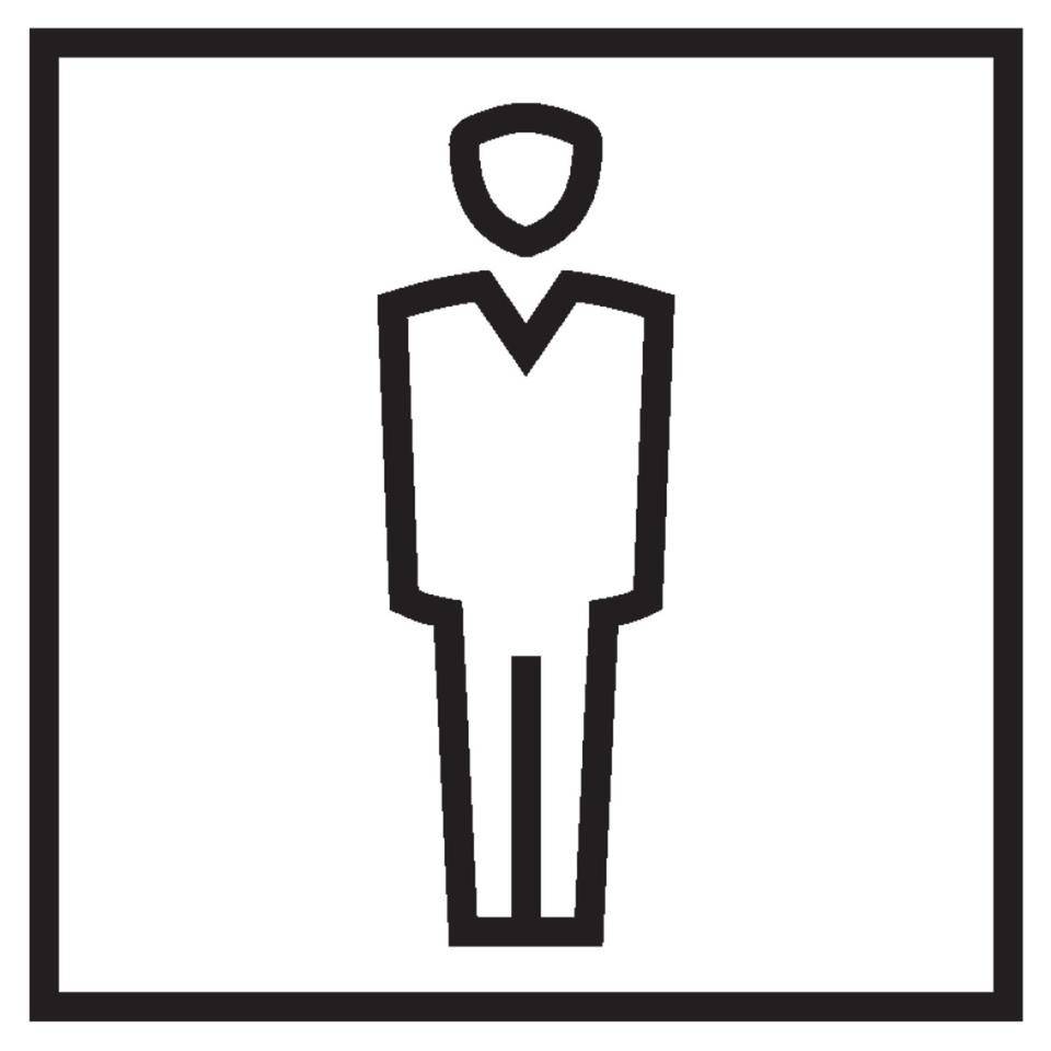Türschild Piktogramm WC Herren, Folie, selbstklebend, 150x150mm
