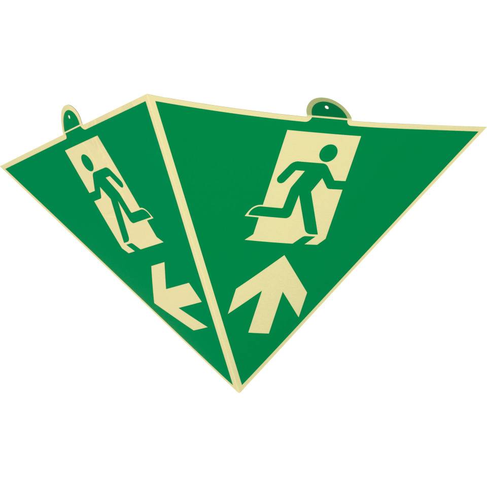 PERMALIGHT® power langnachleuchtend Pyramiden-Set Rettungszeichen Notausgang geradeaus, 2x MiniGrip, ISO