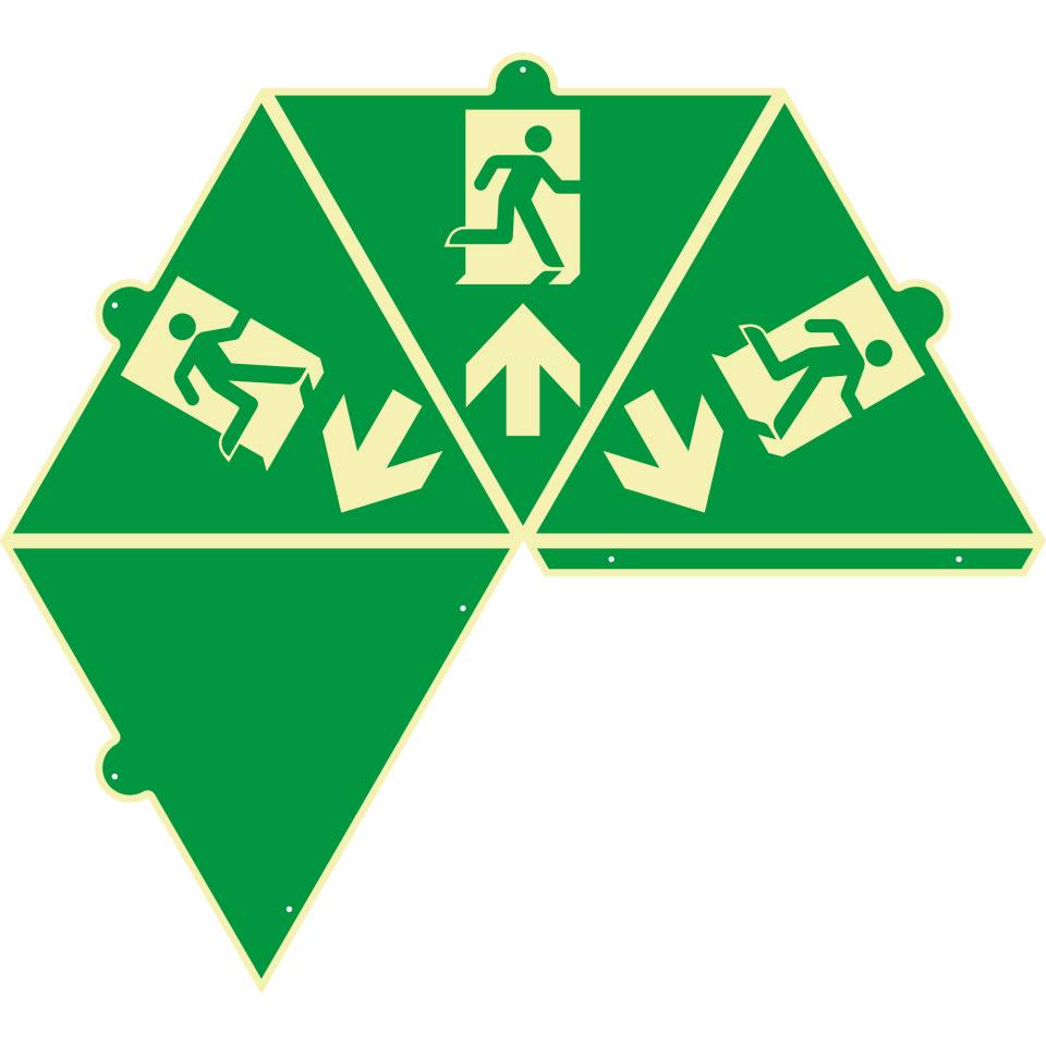 PERMALIGHT® power langnachleuchtend Pyramiden-Set Rettungszeichen Notausgang geradeaus, 2x MiniGrip, ISO