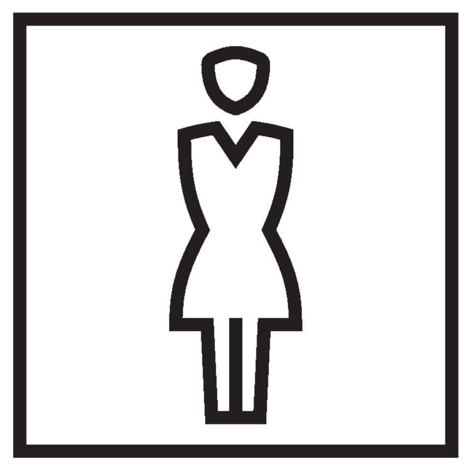 Türschild Piktogramm WC Damen, Folie, selbstklebend, 150x150mm