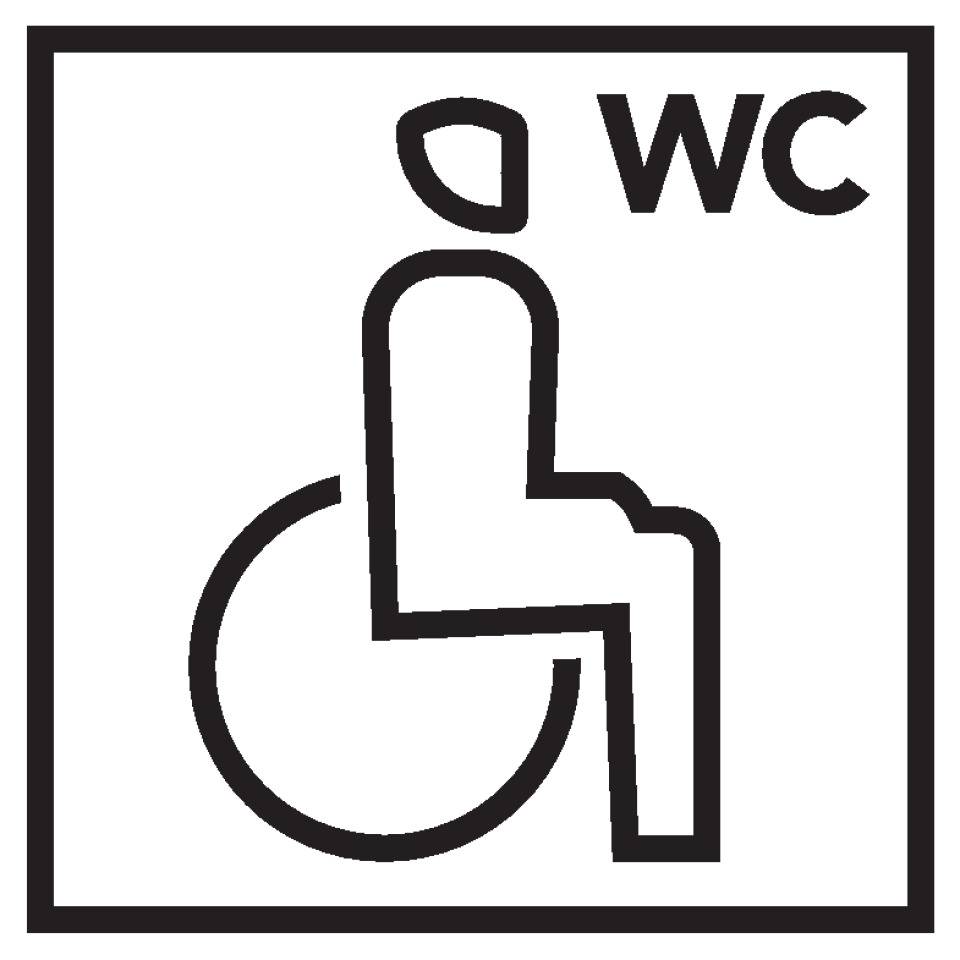 Türschild Piktogramm Behinderten-WC, Folie, selbstklebend, 150x150mm