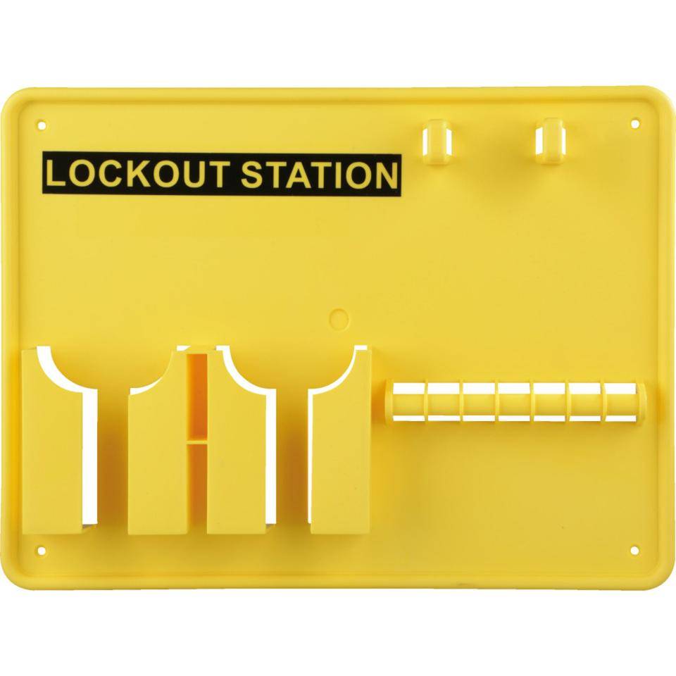 Lockout-Station, Variante 2, gefüllt, Wartungsanhängern, 4 Schössser, Multischließ.