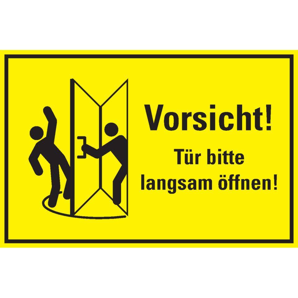 Hinweisschild Vorsicht! Tür bitte langsam öffnen! Kunststoff, 300x200mm