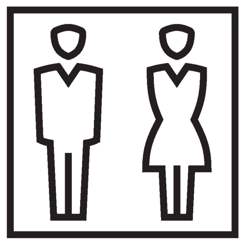 Türschild Piktogramm Frauen- und Männer-WC, Folie, selbstklebend, 150x150mm