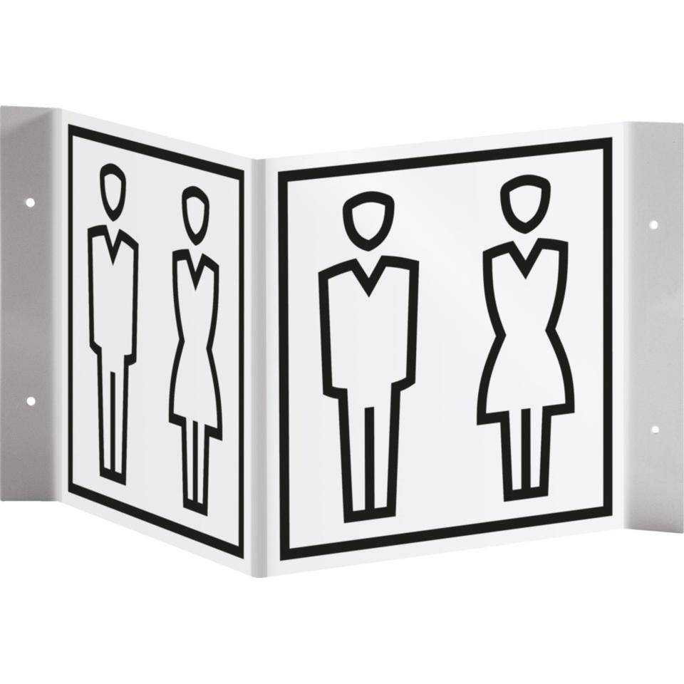 Tür-Nasenschild Piktogramm Frauen- und Männer-WC, Kunststoff, 150x150mm