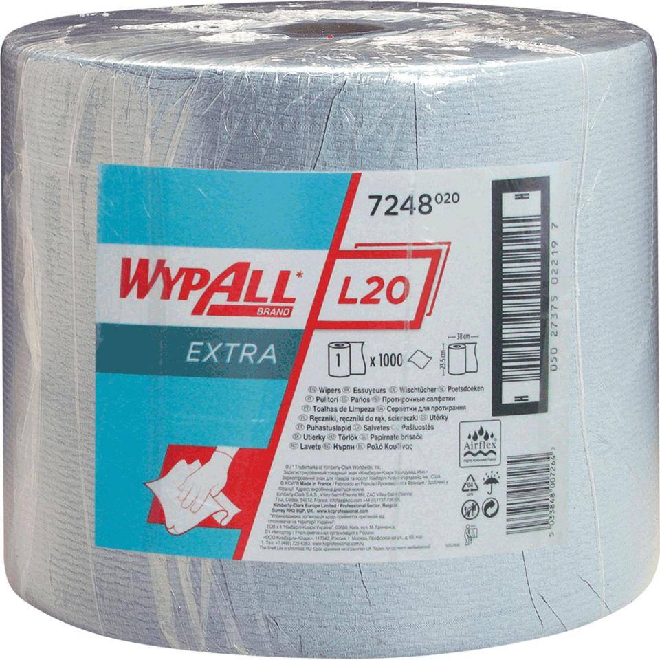 Kimberly-Clark Wischtücher Wypall® L20 EXTRA, 2-lagig, blau, 330x380mm, 2 Rollen/VE