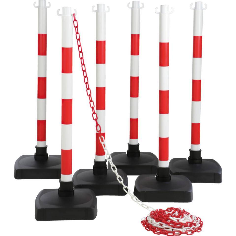 Klapppfosten-Set, 6-teilig, rot/weiß, Kunststoff, H 900mm, inkl.Kette