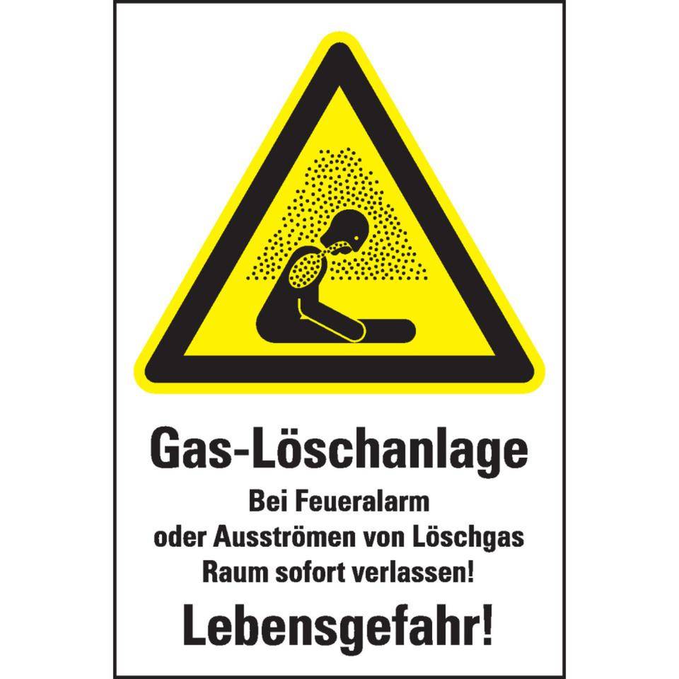 Warn-Kombischild CO2-Löschanlage, Folie, selbstklebend, 200x300mm, DIN EN ISO 7010 W041