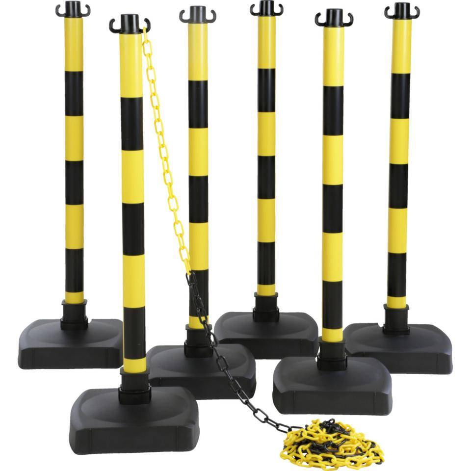 Klapppfosten-Set, 6-teilig, gelb/schwarz, Kunststoff, H 900mm, inkl. Kette