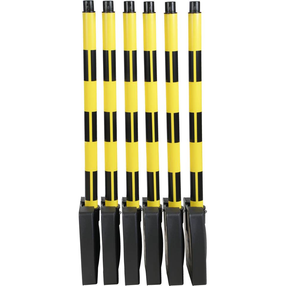 Klapppfosten-Set, 6-teilig, gelb/schwarz, Kunststoff, H 900mm, inkl. Kette