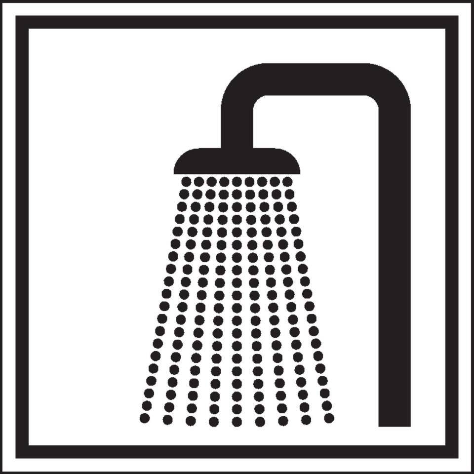 Türschild Piktogramm Dusche, Folie, selbstklebend, 150x150mm