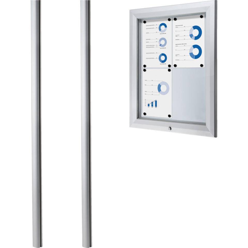 Vorteils-Set Schaukasten zum Einbetonieren, silber, Aluminium, 583x760x47mm, mit Pfosten