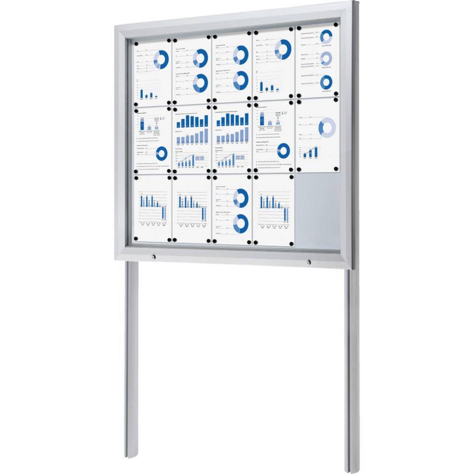 Vorteils-Set Schaukasten zum Einbetonieren, silber, Aluminium, 1025x760x47mm, mit Pfosten