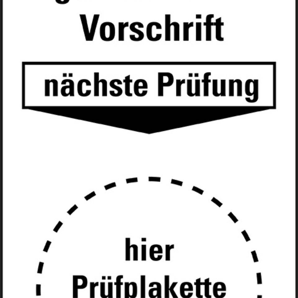 Mini-Grundplakette Prüfung DGUV Vorschrift, Nächster Prüftermin,Cellulose-Folie, 20x40mm, 16/Bogen