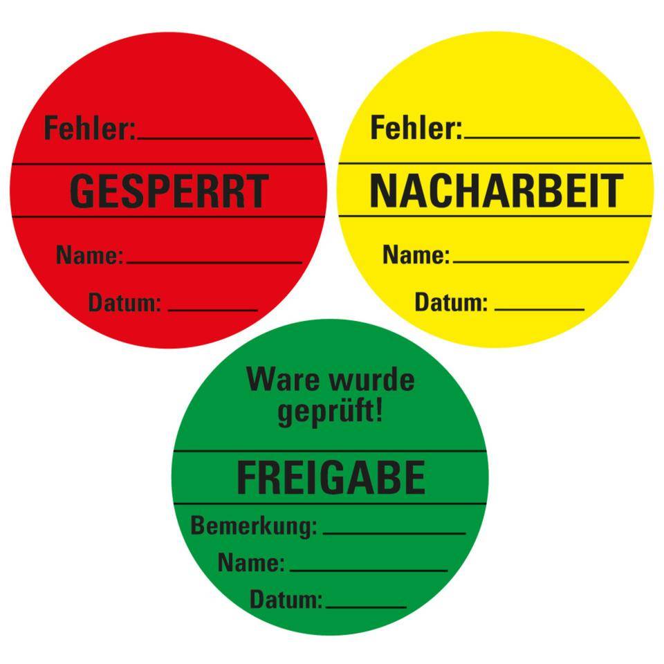 Vorteils-Set, 3 Rollen Organisationsetiketten, Haftpapier, ablösbar, Ø60mm, 500/Rolle