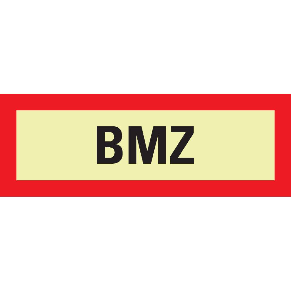 PERMALIGHT® power langnachleuchtend Feuerwehrschild BMZ, Folie, selbstklebend, 210x74mm