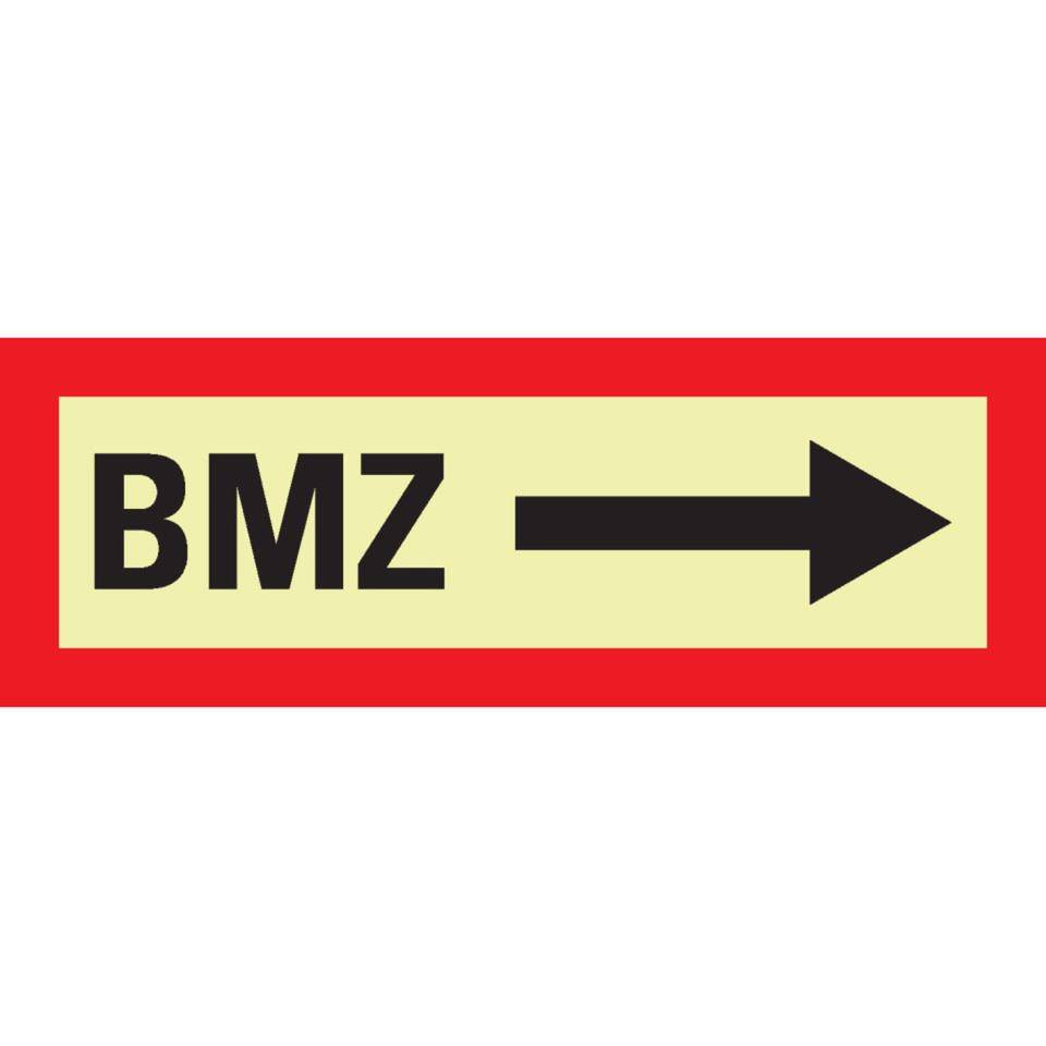 PERMALIGHT® power langnachleuchtend Feuerwehrschild BMZ rechts, Folie, selbstklebend, 297x105mm