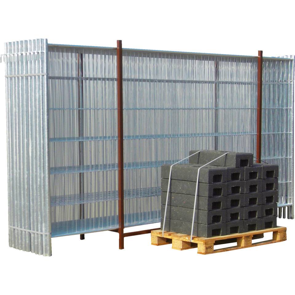 Bauzaun Komplettset Profi 20, bestehend aus Elementen, Traverse, Schake Kunststoffüßen