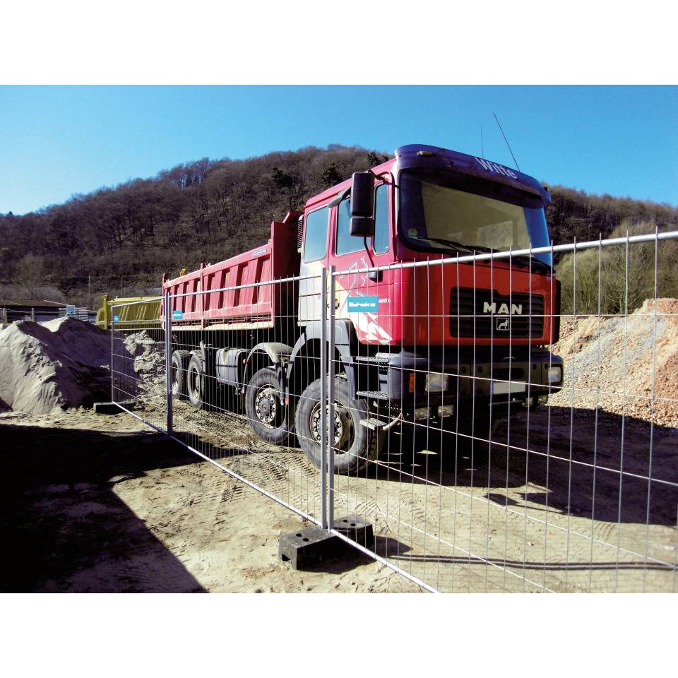 Bauzaun Komplettset Profi 20, bestehend aus Elementen, Traverse, Schake Kunststoffüßen