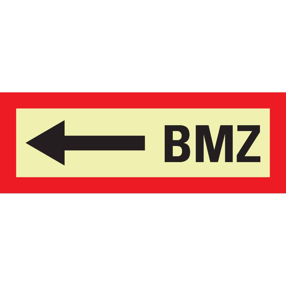 PERMALIGHT® power langnachleuchtend Feuerwehrschild BMZ links, Folie, selbstklebend, 297x105mm