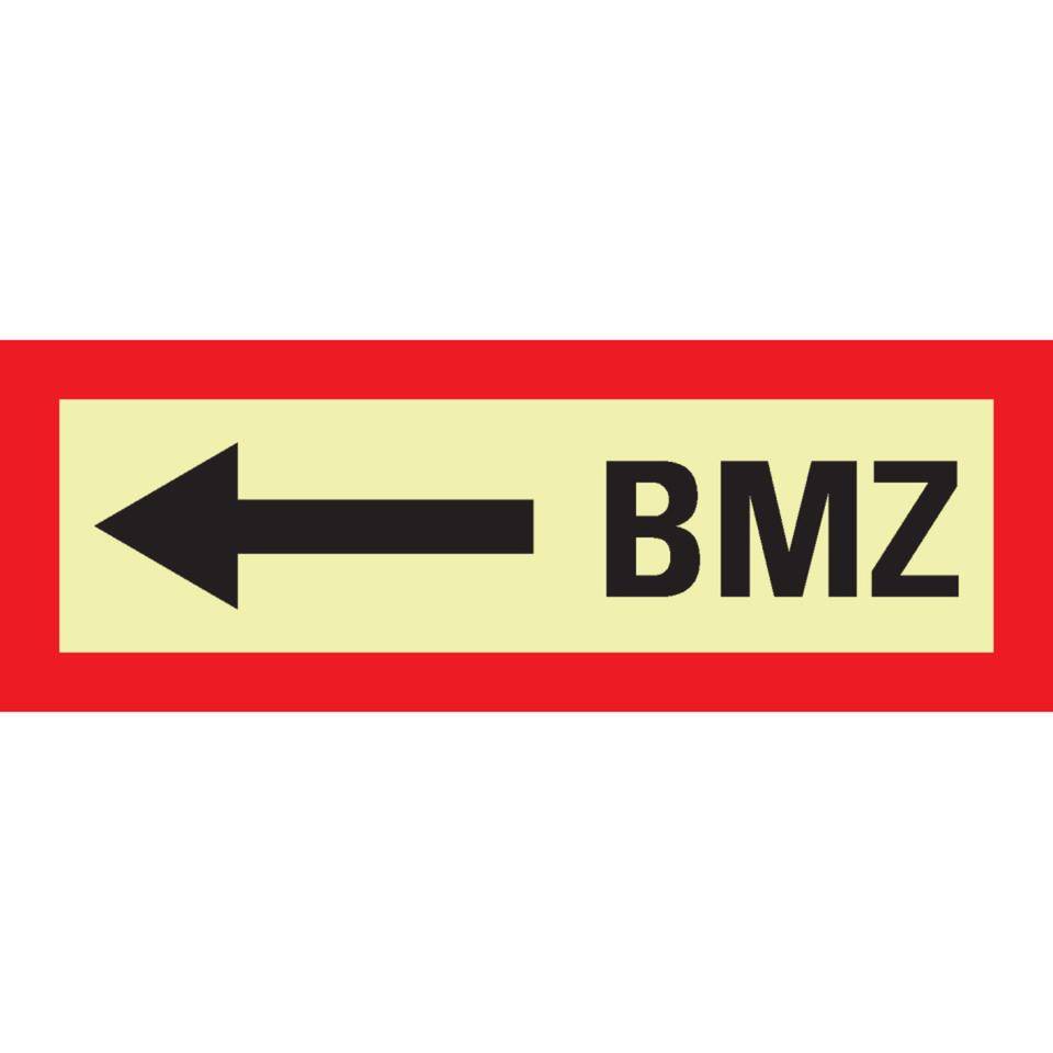 PERMALIGHT® power langnachleuchtend Feuerwehrschild BMZ links, Folie, selbstklebend, 297x105mm