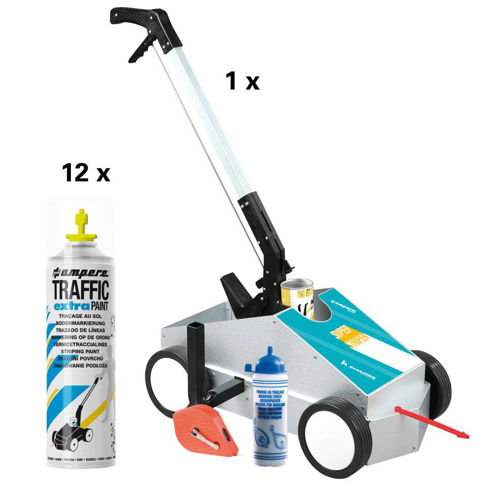 A.M.P.E.R.E. SUPER-Striper® Vorteilsset Traffic extra Paint, inkl. 12 Dosen, gelb