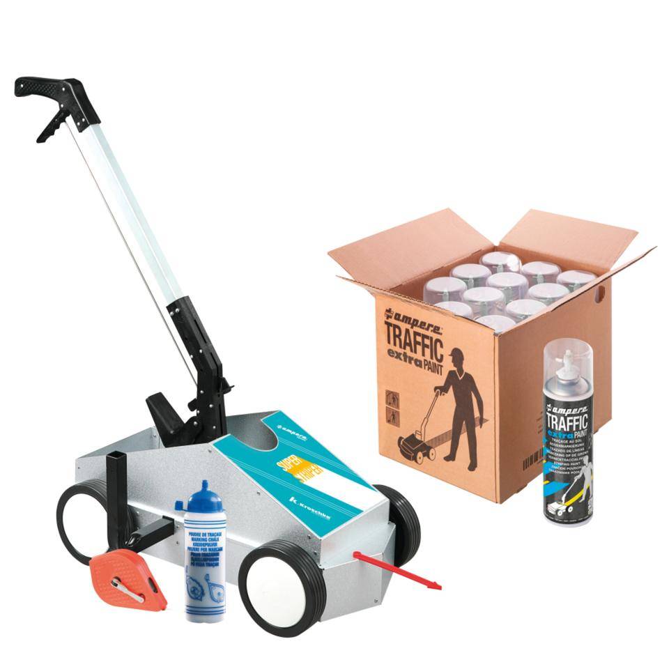 A.M.P.E.R.E. SUPER-Striper® Vorteilsset Traffic extra Paint, inkl. 12 Dosen, weiß