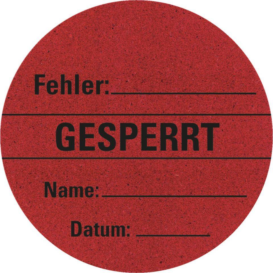 Organisationsetikett Gesperrt, rot, Primärfaser-Graspapier, selbstklebend, Ø 60 mm, 500/Rolle