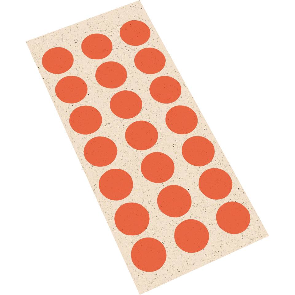 Markierungspunkte, hellrot, Primärfaser-Graspapier, selbstkl., Ø 25mm, 21/Bogen