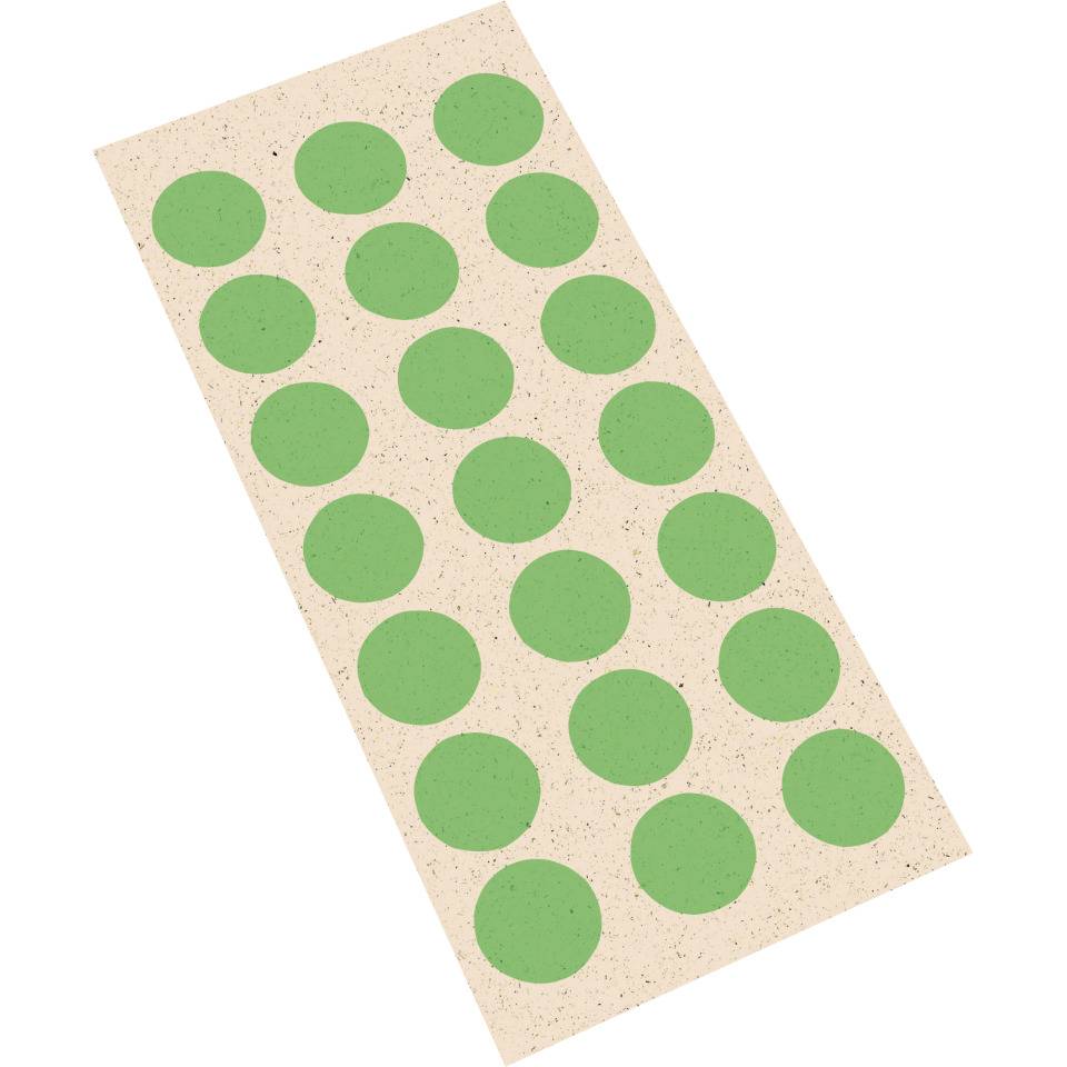 Markierungspunkte, hellgrün, Primärfaser-Graspapier, selbstkl., Ø 25mm, 21/Bogen