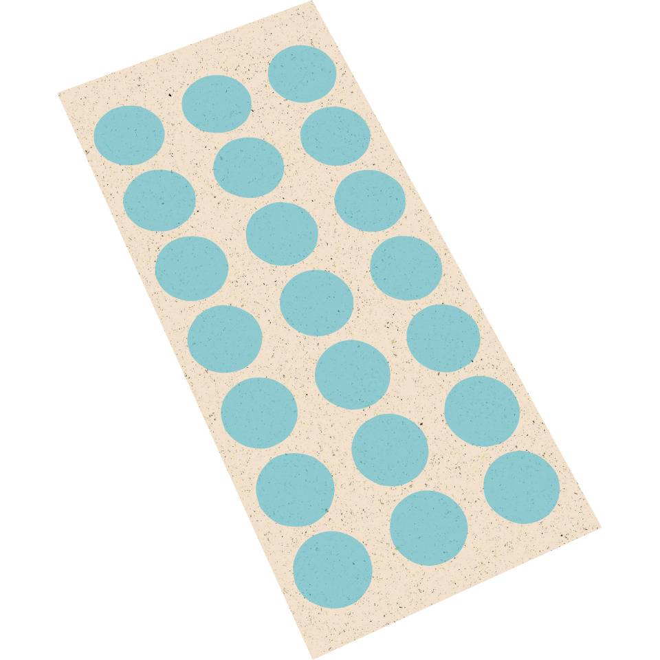 Markierungspunkte, hellblau, Primärfaser-Graspapier, selbstkl., Ø 25mm, 21/Bogen