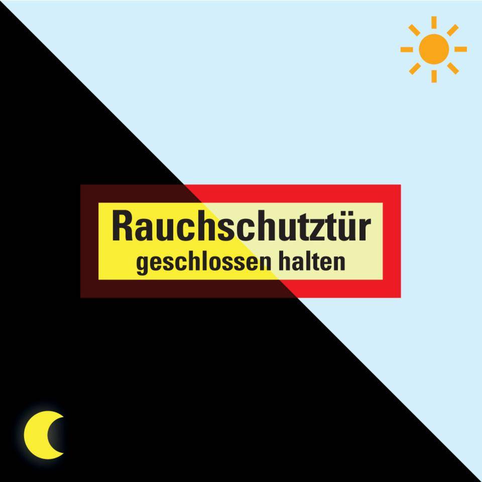 PERMALIGHT® power langnachleuchtend Feuerwehrschild Rauchschutztür geschlossen..., Folie, 210x74mm