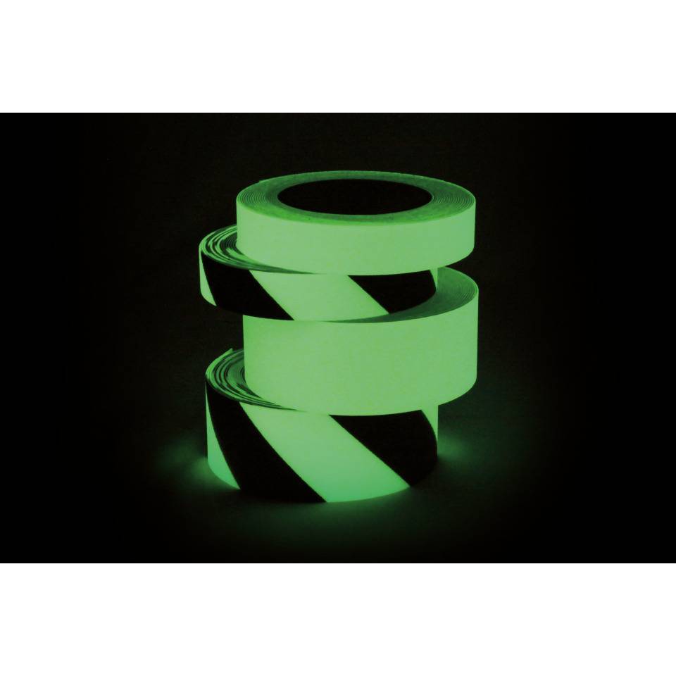 PERMALIGHT® power langnachleuchtend Antirutschbelag R13, lang nachleuchtend, selbstklebend, 25mm, 18,3m/Rolle