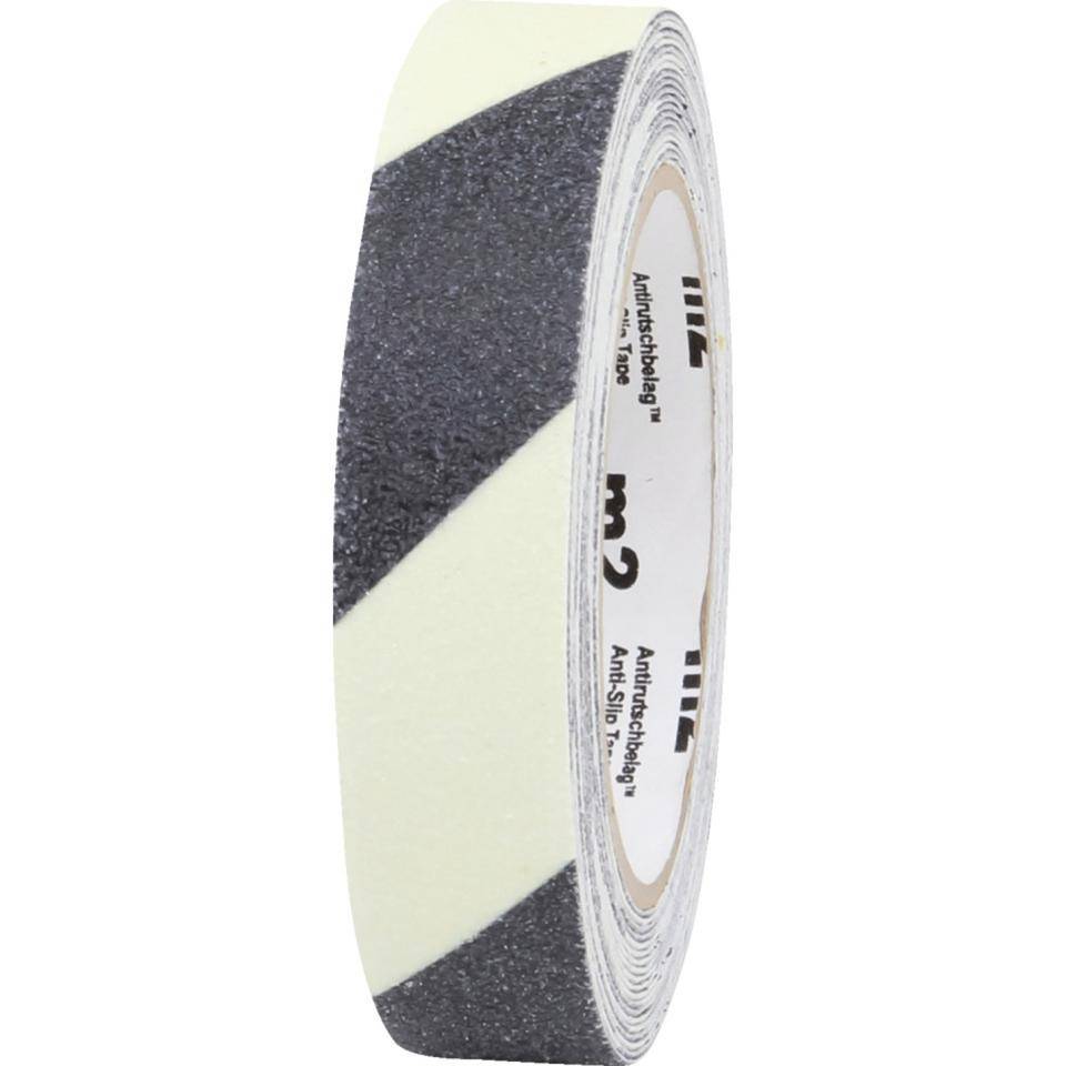 PERMALIGHT® power langnachleuchtend Antirutschbelag R13, lang nachleuchtend schraffiert, selbstklebend, 25mm, 6m/Rolle